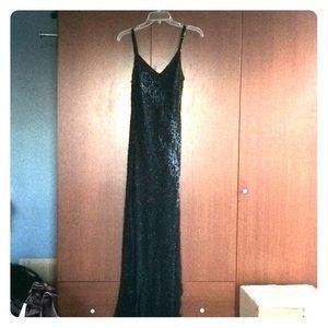 Black sequin Dress Full length with blue accent